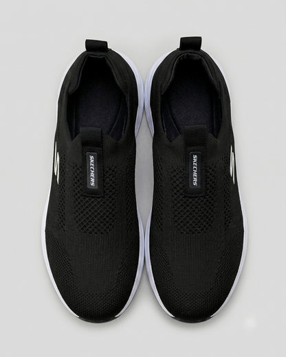 SKECHERS Knit Slip-On Sneaker - Black