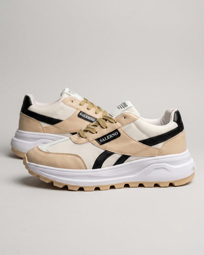Salerno Retro Trainer - Beige/White