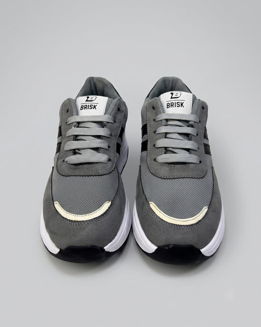 Brisk Casual Suede Sneaker - Grey/Black