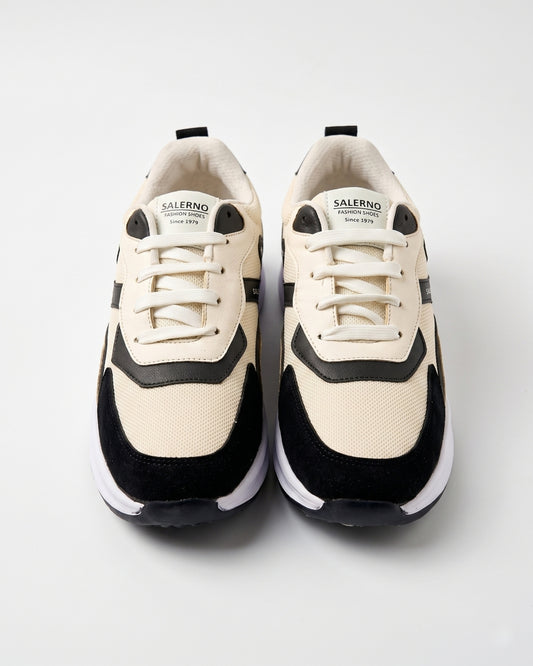 Salerno Retro Trainer - Beige/Black