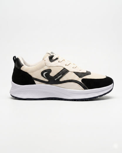 Salerno Retro Trainer - Beige/Black