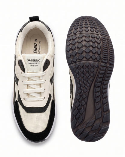 Salerno Retro Trainer - Beige/Black