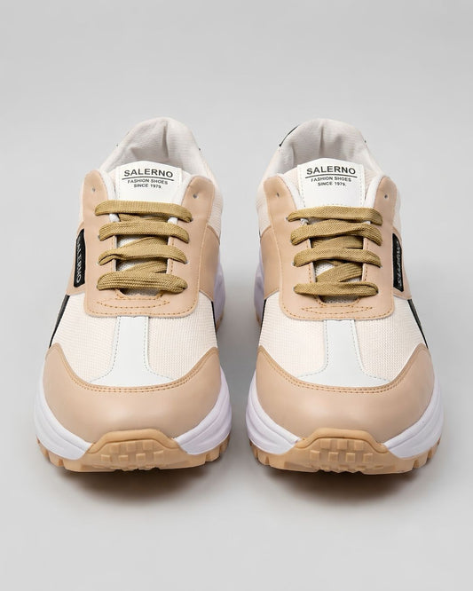 Salerno Retro Trainer - Beige/White