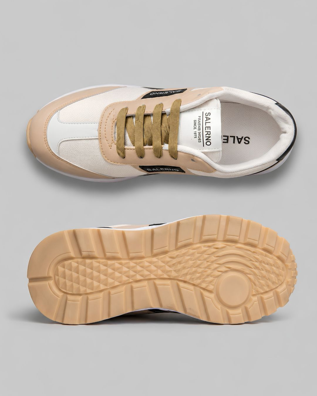 Salerno Retro Trainer - Beige/White